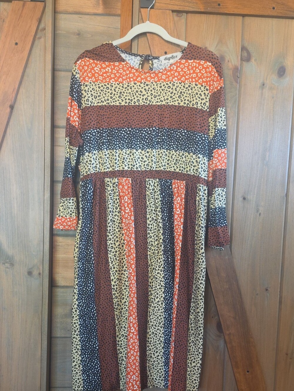 Haptics Orange Multi-Print Midi Dress